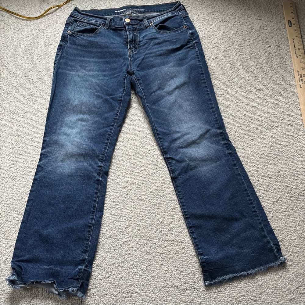 old navy raw hem stretch jeans 6p